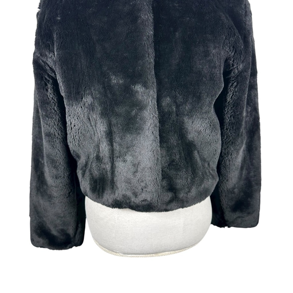 Duffel Outdoor Black Faux Fur Plush Jacket Bolero Crop Cozy Soft Winter Size S - Picture 6 of 11